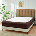 Biscaynebay Decorative Box Spring Cover Full & Full XL Size, Brown Jersey Luxurious Jersey Knitting Stretchy Wrap Around 4 Sides Bed Skirt for Home/Hotels, Easy Fit Wrinkle Free Machine Washable