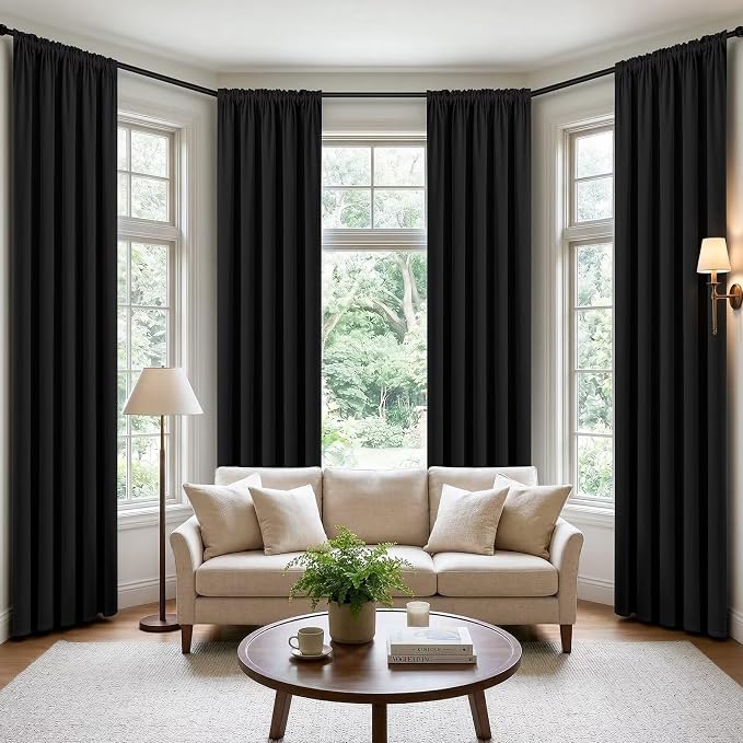 CUCRAF Black Blackout Curtains 90 inch Length 2 Panels Set, Rod Pocket Room - Image 9