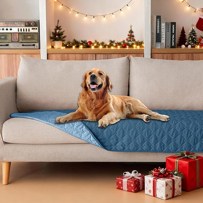 gogobunny 100% Double-Sided Waterproof Dog Bed Cover Pet Blanket Sofa Couch Furniture Protector for Puppy Large Dog Cat, Reversible (30x70 Inch (Pack of 1), Dark Blue/Light Blue)