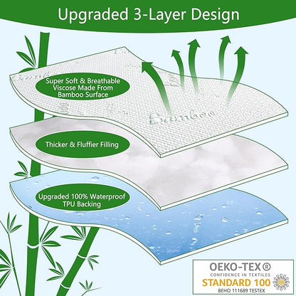 GOONIK California King Mattress Protector, Breathable Bamboo Viscose Waterproof Cal King Mattress Pad Cover with 6-18 inches Deep Pocket