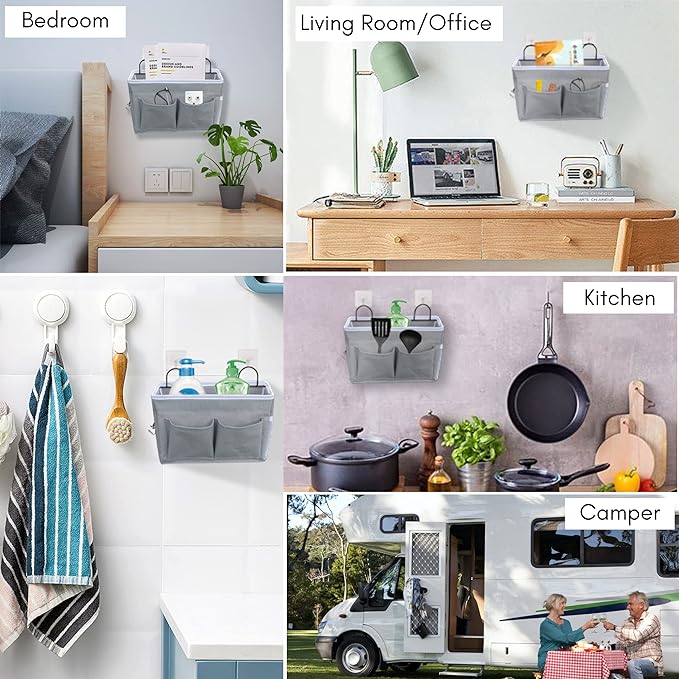 Kanrichu 2pcs Middle Wall Hanging Organizer Bag, Linen Fabric Door Hanging - Image 2