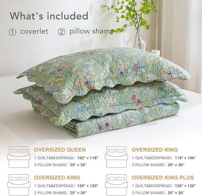 Lady Ann Oversized King Bedspread 120x120, Lightweight Quilted Coverlet 3 PCS - Image 6