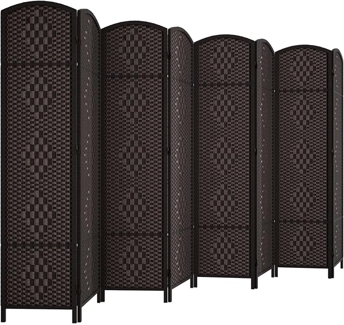 RHF Room Divider Panel, 8 Panel Partition Room Dividers Screen, Dark Mocha | by RoseHomeFashion