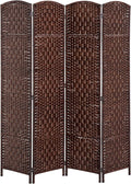 HOMCOM Room Divider 4-Panel, 6FT-Tall Folding Privacy Screen, Hand-Woven Design by HOMCOM
