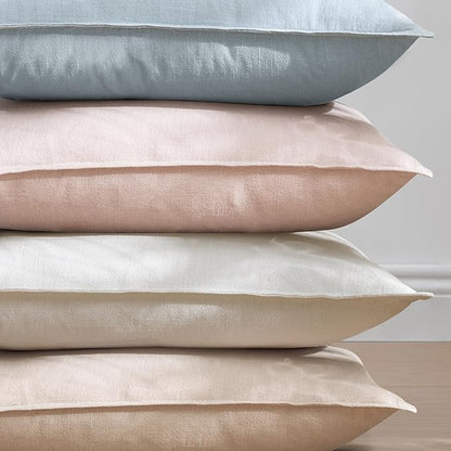 EMEMA Throw Pillow Covers Decorative Linen Pillow Covers 24x24 Inch Pink Boho Farmhouse Neutral Couch Throw Pillows for Bed Pack of 2 Accent Pillowcase Modern Sofa Cushion Livingroom Home