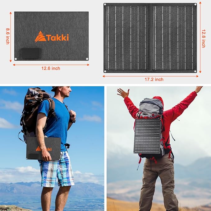 Takki Solar Generator 120W Peak Portable Power Station with 21W Solar Panel 88.8Wh Battery Power Bank with 110V AC Outlet for Camping RV Tent Home Outages Emergency