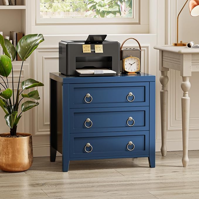 Huuger Paint Night Stand with Charger Station, 3 Drawer Nightstand Set of 2 | - Image 8