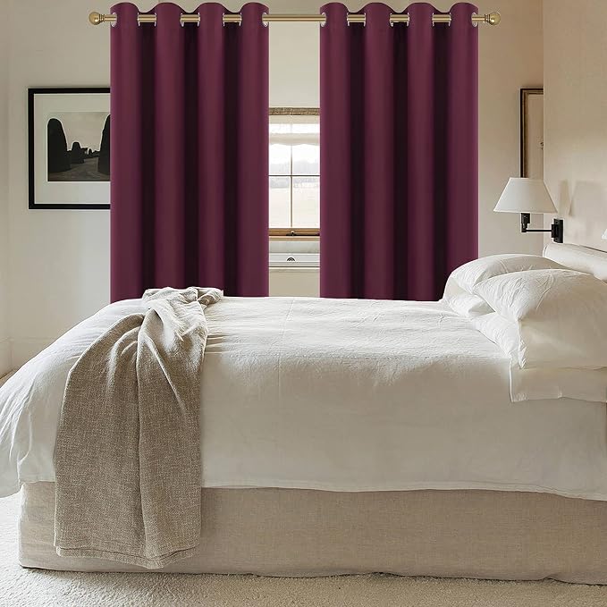 Diraysid Burgundy Red Grommet Blackout Curtains - Image 4