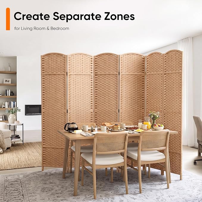 Outdoor Privacy Screen 6-Panel Folding Room Divider Space Partition | 67"H 96"W - Image 6