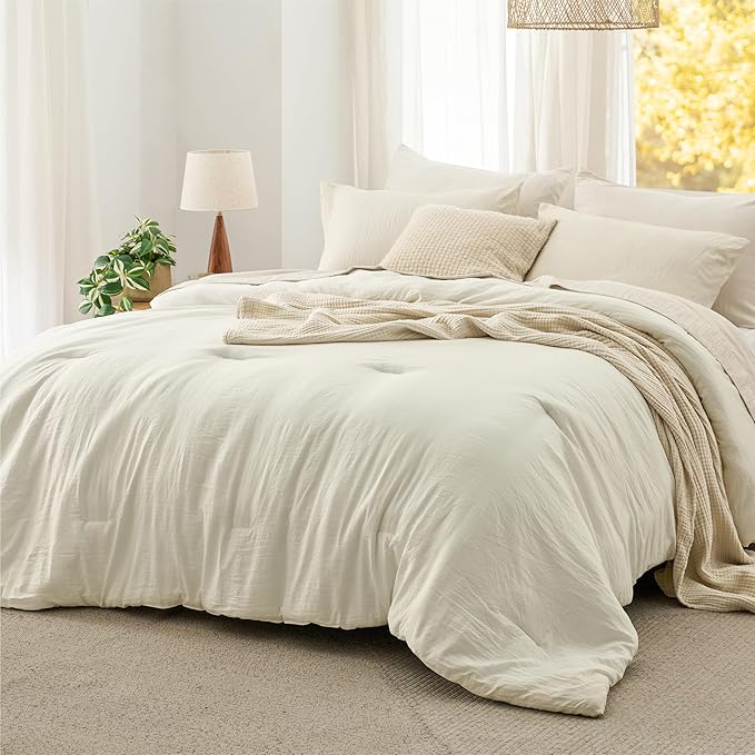 Bedsure California King Comforter Set, Ivory Soft Prewashed Bedding by Unknown