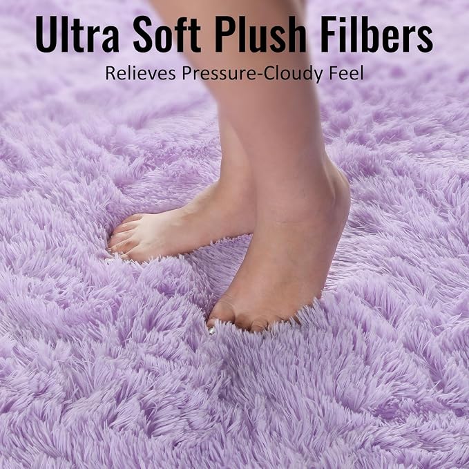Fluffy Soft Purple Rug 5' x 7' Rug, Shaggy Rugs - Image 5
