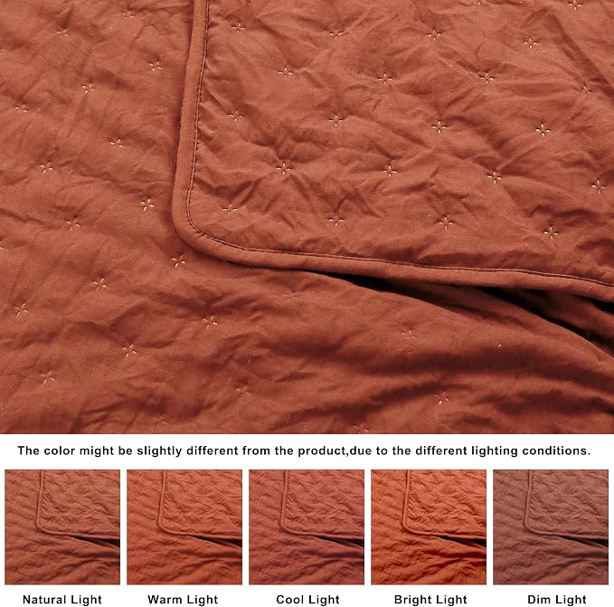 ROARINGWILD Burnt Orange Quilt Sets Queen Size - Image 6