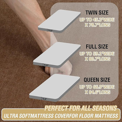 H.VERSAILTEX Twin Size Armless Futon Mattress Covers for Traditional Japanese Futon Mattress Soft Chenille Couch Slipcovers Floor Mats Sofa Protector Zippered Sleeper Sofa Cover,Caramel