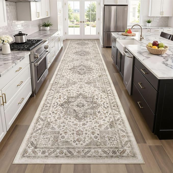 cotiled 3x8 Hallway Runner Rug for Entryway, Non-Slip Vintage, Light Brown | - Image 7