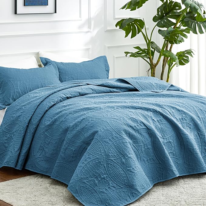 Love's cabin Quilts for Queen Bed Misty Blue Bedspreads Bedding Set - Image 2