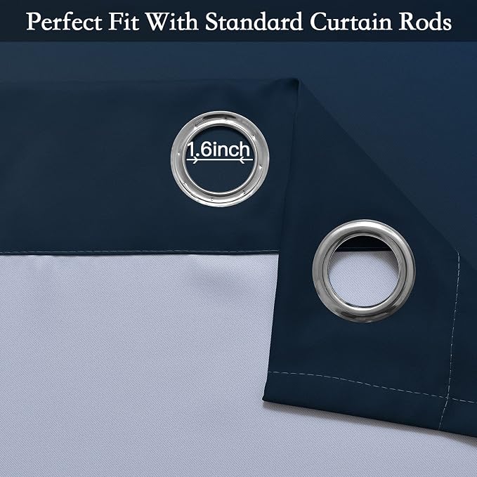 SimpleHome Ombre Navy Blue to Grey White Curtains - Image 4