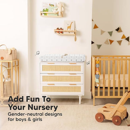 2-Pack Organic Changing Pad Covers for Girl, Boy, Neutral - 100% Cotton Changing Table Pad Cover, Soft Baby Nursery Diaper Changing Pad Sheets, Contour Changing Pads Liners, Change Pad Cover (Nordic)