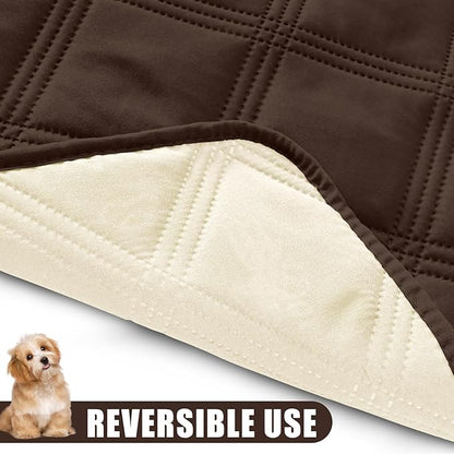 Smiry Waterproof Dog Bed Cover Blanket 52x82, Soft Reversible Pet Blanket, Washable Leakproof Cats Dogs Couch Cover for Sofa, Couch, Furniture, Lattice, Chocolate/Beige