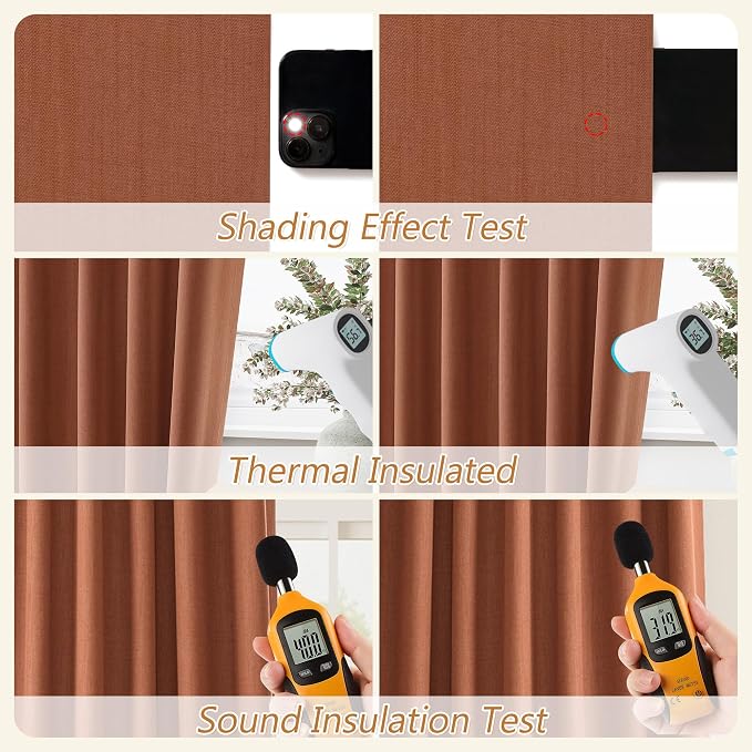 Terracotta 100% Blackout Curtains 90 Inch Length 2 Panels Set Fall Curtains - Image 5