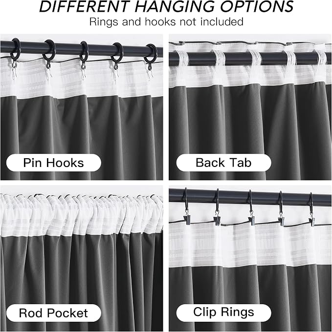 RYB HOME Grey Velvet Blackout Curtains 90 inches - Image 3