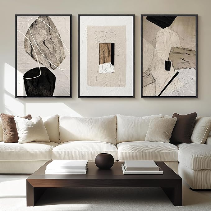 Large Framed Neutral Abstract Wall Art by Cuspin