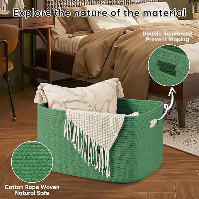 OIAHOMY 75L Large Blanket Basket, Woven Cotton Rope Baskets - Image 5