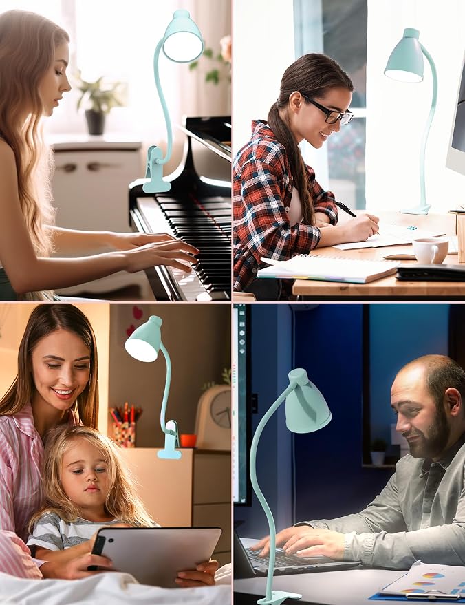 BOHON Desk Lamp with Clamp, Clip on Light, 5 Color 10 Brightness, Teal | 10W 38 - Image 6