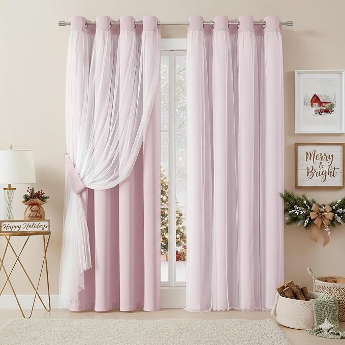 Bujasso Pink Blackout Curtains - Image 9