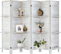 Room Divider with Shelves, 6 Panel Distressed White | Partition Room Dividers by AMBITION+LAND