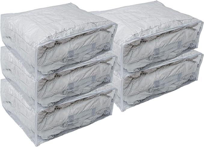 Set of 5 Clear Vinyl Zippered Storage Bags 22 x 18 x 7.5 Inch - Image 2