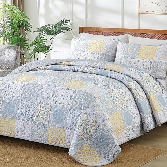 Dobuyly King Quilt Set 3 Pieces, Soft Lightweight Microfiber Quilt Bedding Set by Dobuyly