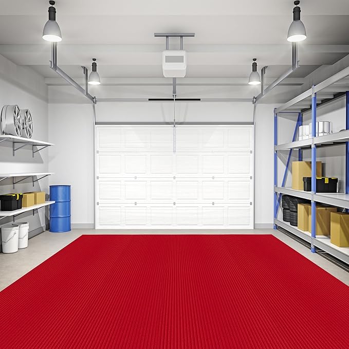 Ottomanson 6'6" x 41' Hallway Runner with Scraper Pile Extra Durable Non-Slip Rug Mat for Indoor & Outdoor Use - Ideal for Kitchen, Entryway, Patio & Garage - High-Traffic Carpet, Red