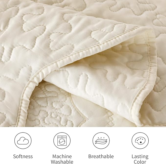 Cmfshape Oversized Floral Embroidery Quilt Set, 3 Pieces Super King Quilt - Image 5