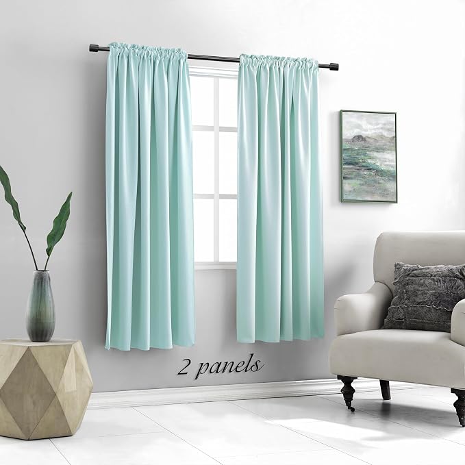 63 Inch Length Aqua Blackout Curtains - Image 2