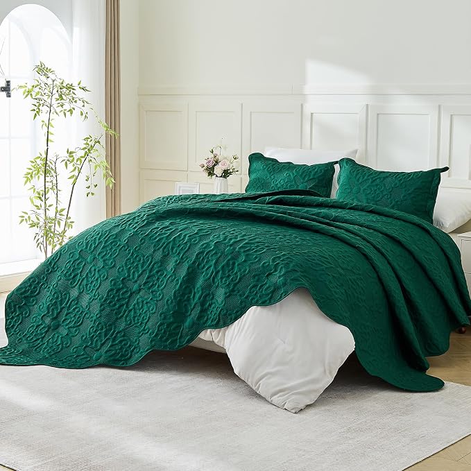 Kingnex Oversized King Bedspreads 128x120 Rain Forest Green | Lightweight - Image 6