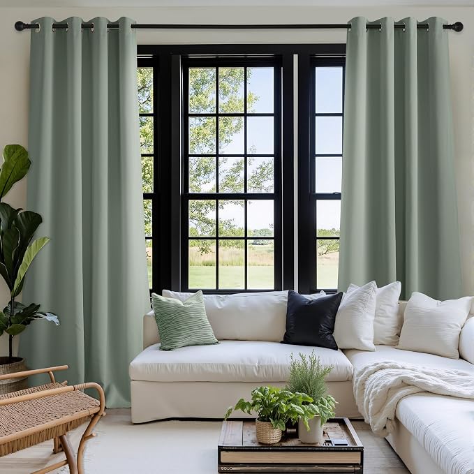 NICETOWN Sage Green Room Darkening Curtains 96 Inches Long 2 Panels - Image 2