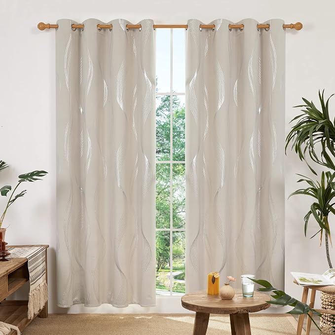 Deconovo Curtains for Living Room, Pattern Blackout Curtains 108 Inch Long | - Image 2
