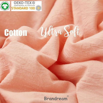 Brandream Boho Bohemian Girl Baby Nursery Crib Bed Skirt 100% Cotton Pleated Dust Ruffle Farmhouse Chic Ruffle Minimalist Tassel Fringe Macrame Luxury Toddler Bedskirt Solid Blush