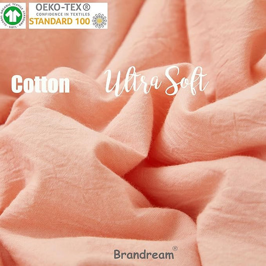 Brandream Boho Bohemian Girl Baby Nursery Crib Bed Skirt 100% Cotton Pleated Dust Ruffle Farmhouse Chic Ruffle Minimalist Tassel Fringe Macrame Luxury Toddler Bedskirt Solid Blush