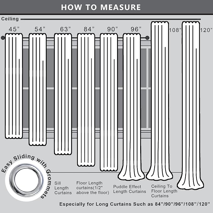 KOUFALL Extra Long 120 Inch 10 FT Curtains 10FT Foot Blackout - Image 5
