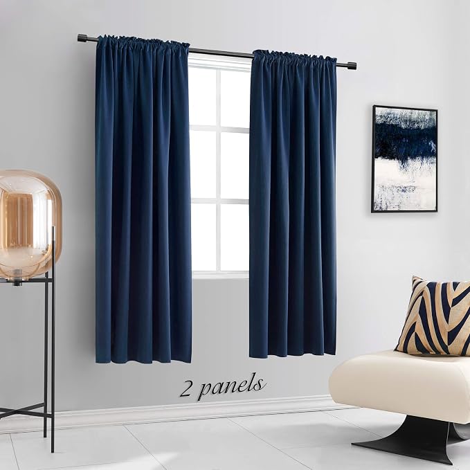 72 Inch Navy Blue Blackout Curtains - Image 2