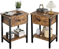 Nightstands Set of 2 with Wood Drawers, Bedside Table Set of 2 with Storage by CALERTAINDirect