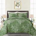 DJY Green Quilt Set Queen Size Branch Bedspread Coverlet Set, 3 Piece Olive by HOME