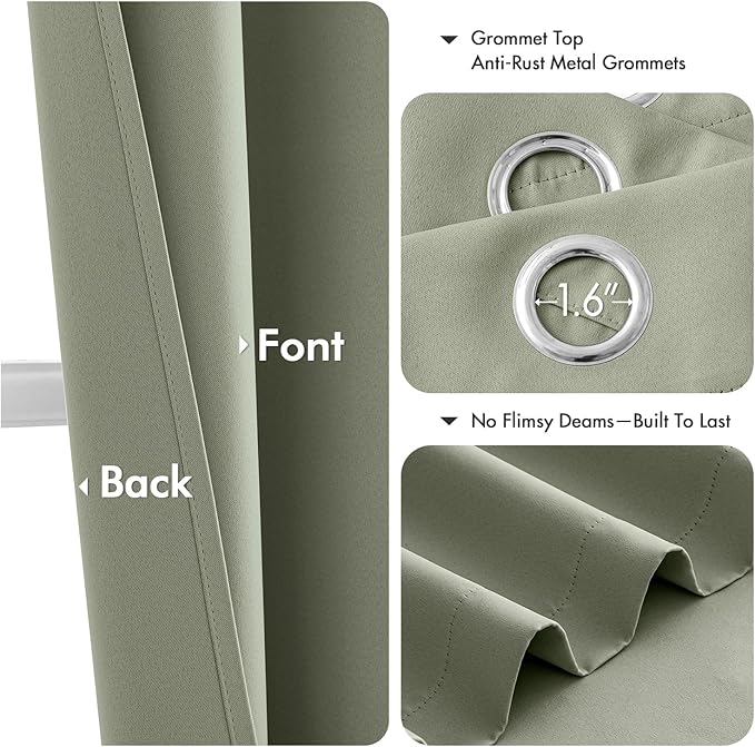 MIULEE Blackout Curtains for Bedroom 2 Panels 40 x 40 Inch Long Sage Green | - Image 4