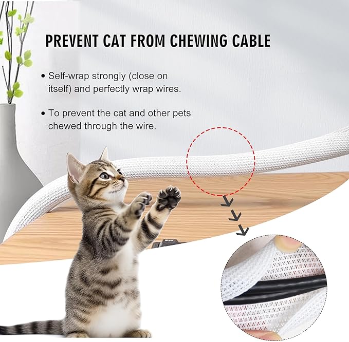 Moxita 10ft - 1/2 inch Cable Sleeve Split Wire Loom Tubing for Power Audio USB Cable, Cord Management for TV Computer, Protects from Pets Chewing, White