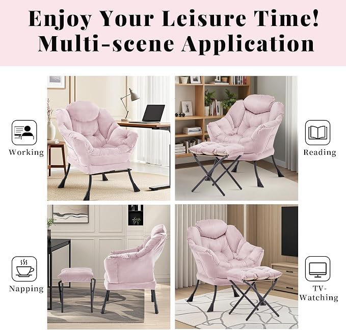 Lazy Chair with Ottoman, Comfy Reading Chair, Lounge Chair - Image 7