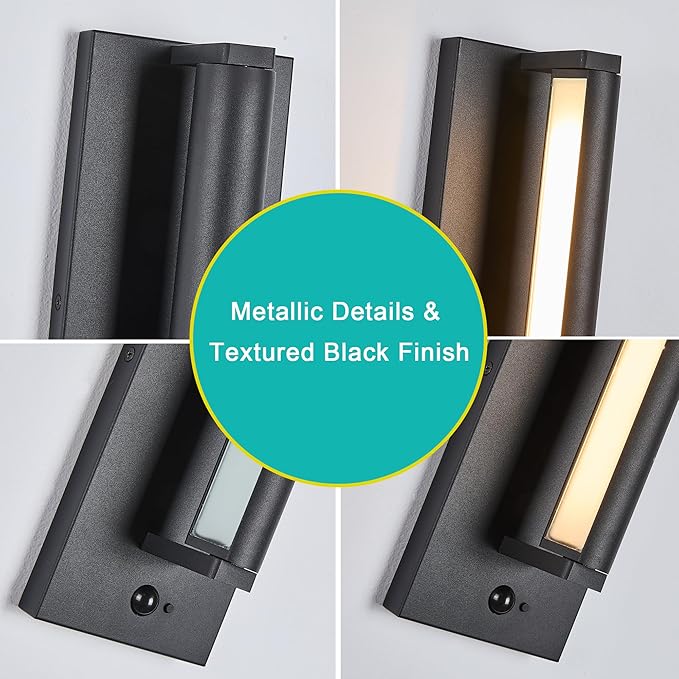 Tarentlight Modern PIR Motion Sensor Outdoor LED Wall Light, with a Rotatable Beam and 245° Adjustment, 3 Lighting Sensor Modes, IP65 Waterproof, Suitable for Porches, Balconies, Gardens, Garages.