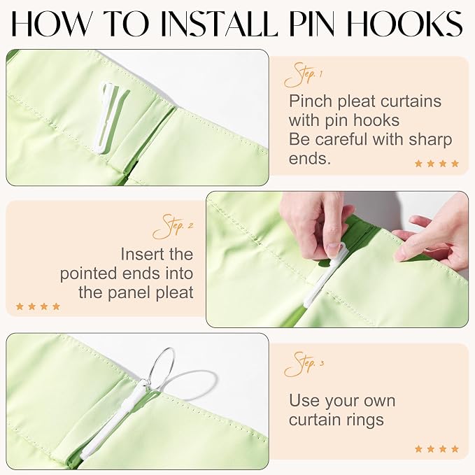 Etherealveil Pastel Green Pinch Pleated Blackout Curtains 2 Panels 40"x108" | - Image 7