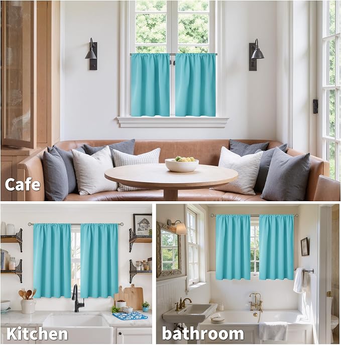 BGment Short Aqua Curtains 45 Inch Length - Image 2
