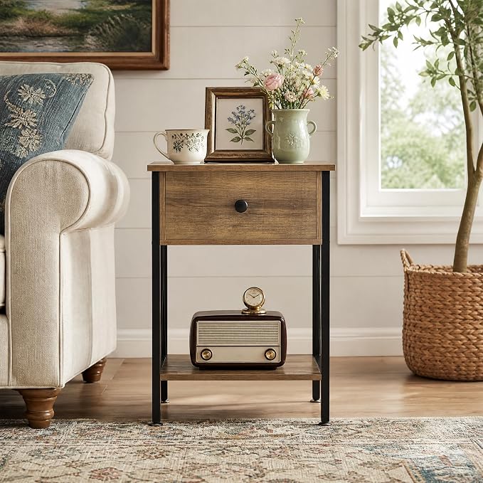 VECELO Nightstand, Modern Bedside End Table, Night Stand - Image 4
